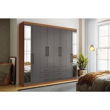 Imagem de Guarda Roupa Casal 8 Portas e 6 Gavetas c/ Espelho Master 8.6 Atacama - Santos Andirá