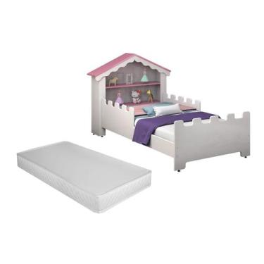 Imagem de Cama Infantil Casa Princesa Rosa Menina Com Colchão Menino Casinha Gra