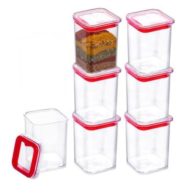 Imagem de 7 Mini Pote Empilhável 160ml Hermético Porta Tempero Sementes Granulad