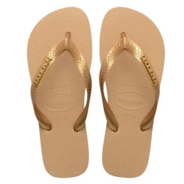 Imagem de Chinelo Havaianas Top Logo Metalic Doiurado Tamanho:37/38, 37/38