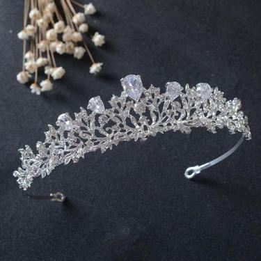 Imagem de Coroa Tiara Noiva Strass E Zirconia Prata Debutante Luxo - De Castro J