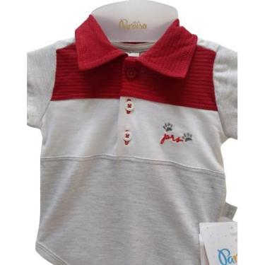 Imagem de Body Curto Luxo Bebê Menino Bordado Verão Polo Paraiso 13996-Masculino