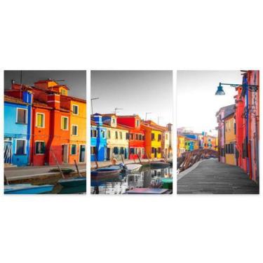 Imagem de Kit 3 Quadros Decorativos Veneza 50X80Cm Midiapoparte