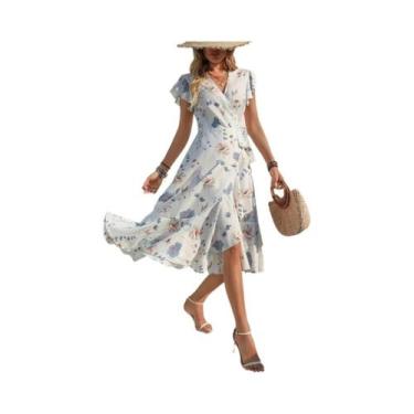 Imagem de Vestido Midi Sem Mangas Com Estampa Floral Para Mulheres, Estilo Corea