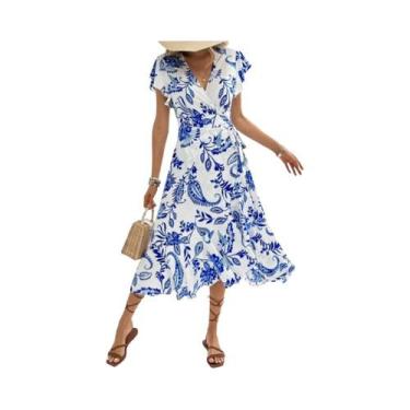 Imagem de Vestido Midi Sem Mangas Com Estampa Floral Para Mulheres, Estilo Corea