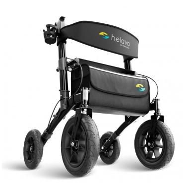 Imagem de Andador Adulto Idoso Helavo com Assento e Bolsa, Suporta até 136 Quilos, Preto