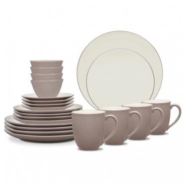 Imagem de Aparelho de Jantar, Elegância e Sofisticação para Sua Mesa com 20 Peças, Formato Redondo e Material de Cerâmica, Noritake, Branco e Marrom