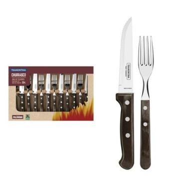 Imagem de Kit para Churrasco Inox Tramontina 12 Peças Polywood Jumbo