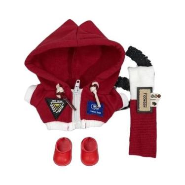 Imagem de Conjunto De Moletom E Calça Labubu Vermelho Com Zíper, Faixa De Cabelo