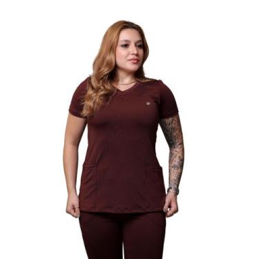 Imagem de Conjunto Pijama Cirúrgico Scrub Marrom Poliester Tamanho:PCor:Marrom -