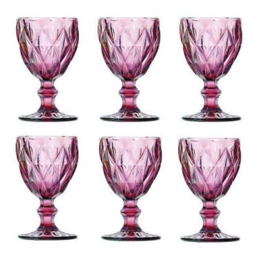Imagem de Taça de Água e Vinho Diamante Lilás 260ML Kit com 6 - Class Home