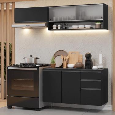 Imagem de Armário de Cozinha Compacta 200 cm Suspenso Preto Nice Madesa 11