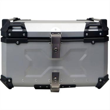 Imagem de Baú de Moto Traseiro Tronos 65L-T-X em Alumínio - Base Universal - 65 Litros - Forro em Couro Sintético - Prata