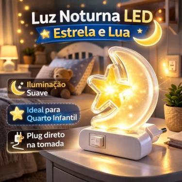 Imagem de Luz Noturna Led Estrela Lua Plug Tomada Quarto Infantil Bivolt - Unica
