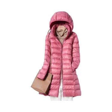 Imagem de Jaqueta Feminina Slim Fit Com Capuz, Moda Coreana, Casaco Longo Leve D