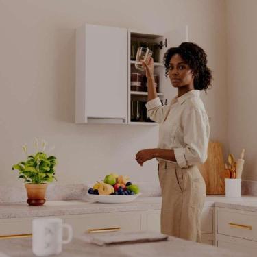 Imagem de Armário Despensa Suspenso Cozinha 30cm Branco - Mercado das Prateleira