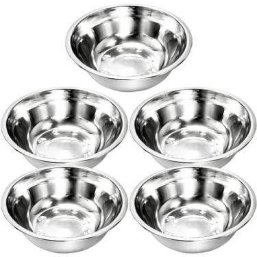 Imagem de Kit 5 Tigela Bacia Bowl De Inox Redonda com Capacidade de 350mL Cozinh