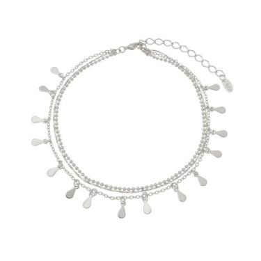 Imagem de Tornozeleira piuka 3 correntes antonella mini gotas folheada em ródio 