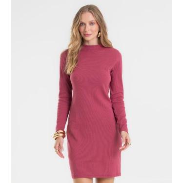 Imagem de Vestido Feminino Manga Longa Ribana Básico Rovitex Vermelho, GG, Verme