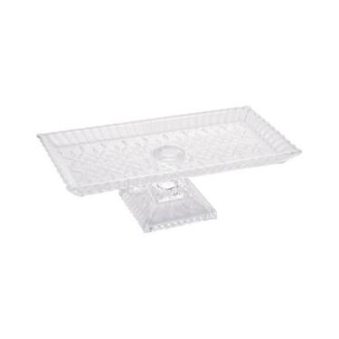 Imagem de Travessa Prato Bolo De Cristal Com Pé Retangular Lys Wolff