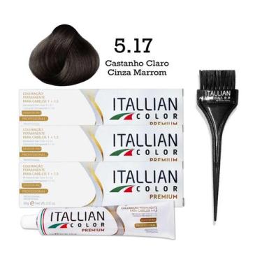 Imagem de 3 Unidades Coloração 5.17 Castanho Claro Cinza Marrom  Itallian Color 