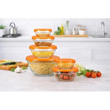 Imagem de Conjunto de Potes de Vidro com Tampa Hermética  Kit 5 Peças para Organ