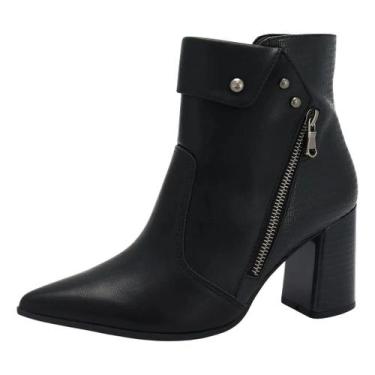 Imagem de Bota Feminina Salto Bloco Medio Resistente Conforto Ramarim, Preto, 37