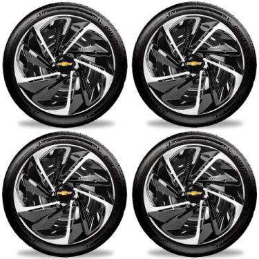 Imagem de Jogo 4 Calotas Nitro Aro 14 Black Silver Gm Corsa Meriva - Elitte