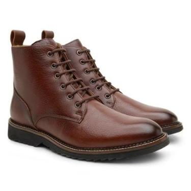 Imagem de Bota Coturno Masculina Couro Tratorada Cano Baixo Casual-Masculino