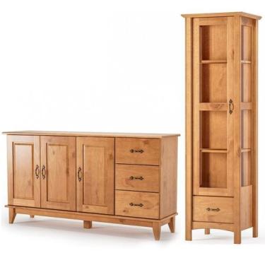 Imagem de Buffet Aparador 156 cm e Cristaleira 1 Porta de Vidro Bella Carvalho F