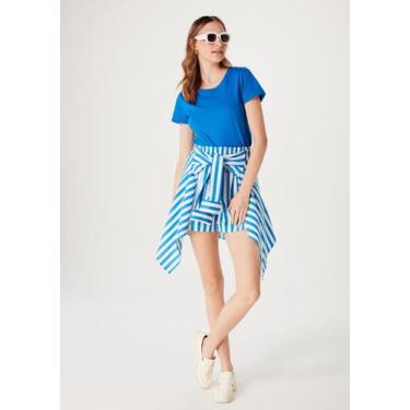 Imagem de Blusa Básica Feminina Manga Curta Slim World, XP, Azul royal