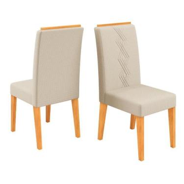 Imagem de Conjunto de 2 Cadeiras Estofada Sala de Jantar Tati - DJ, Cedro/Cappuc