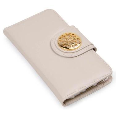 Imagem de Capa Carteira Couro Johari Marfim Para Iphone 15 Pro Max 6.7 - CELLWAY