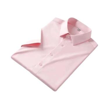 Imagem de Camisa Social Masculina Preta De Seda 5XL Manga Curta Sem Passar a Fer