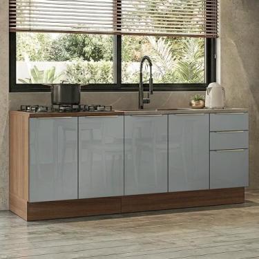 Imagem de Armário De Cozinha Compacta 200 Cm Rustic/cinza Lux Madesa 06 Rustic/c