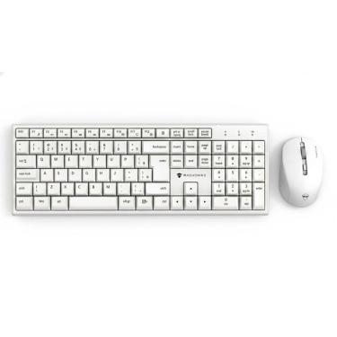 Imagem de Kit Office Sem Fio Machenike Teclado K120, Mouse M610, 1600 DPI, 5 Botões, Branco - JJ0...