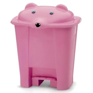 Imagem de Lixeira Urso Adoleta Bebê Infantil Cor:Rosa, Rosa