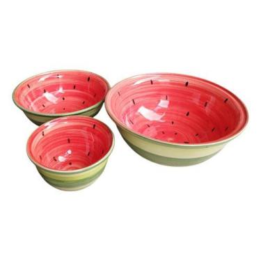 Imagem de Conjunto Kit 3 Tigela Cumbuca Bowl Bacia Melancia Redonda - =Rio Home