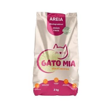 Imagem de Areia Higiênica Biodegradável Gato Mia Grãos Finos 2kg