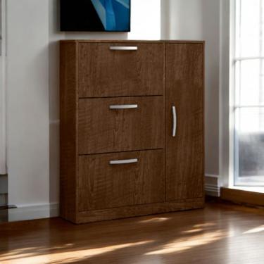Imagem de Sapateira Randi 1 Porta 3 Gavetas 100cm MDF Marrom Malbec para Calçados