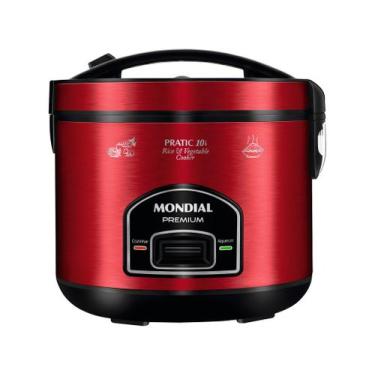 Imagem de Panela Elétrica Mondial Pratic 10I PE-46-10X, Vermelho e Inox, 110V