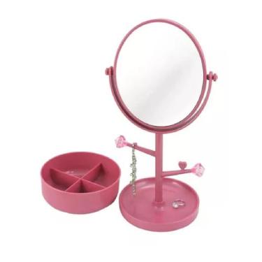 Imagem de Espelho de Mesa com Organizador Porta Jóias Jacki Design, Rosa