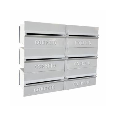 Imagem de Caixa de Correio para Condominio 007BOM Acesso Interno Abertura Traseira 2x3 Modulos Branco Ouro Minas