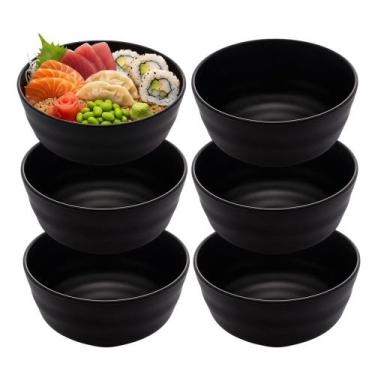 Imagem de Jogo 6 Bowl Preto Tigela Japonesa Tokyo Melamina Comida Restaurante 40