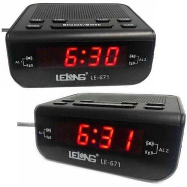 Imagem de Relógio Despertador Digital Elétrico De Mesa Rádio Am/fm 671 - Lelong