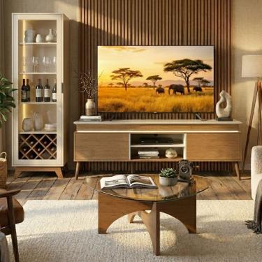 Imagem de Kit Sala de Estar Mirage 3 Portas 3 Prateleiras MDF Off White e Cinamomo Dkadidecor