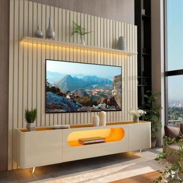 Imagem de Rack com Painel Ripado para TV até 90 Polegadas 100% MDF 228,8CMX310CM