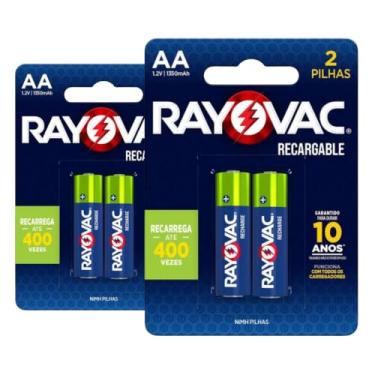 Imagem de 4 Pilhas AA Recarregáveis 1350mah Rayovac 2 Cartelas C/ 2 Unidades