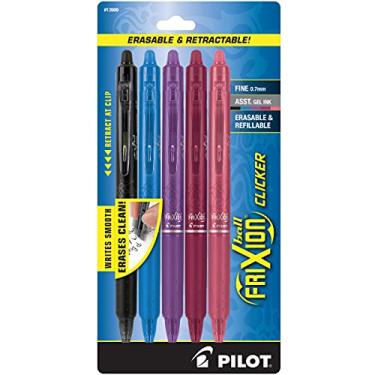 Imagem de Caneta Pilot Frixion Clicker apagável, fina, 0,7 mm, tinta de gel sortida. Pacote com 5 13989