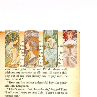 Imagem de Kit 4 Marcadores de Página Magnéticos - Obra Daydream, Zodiac, Evening reverie (nocturnal slumber) e La Primevere de Alfons Maria Mucha